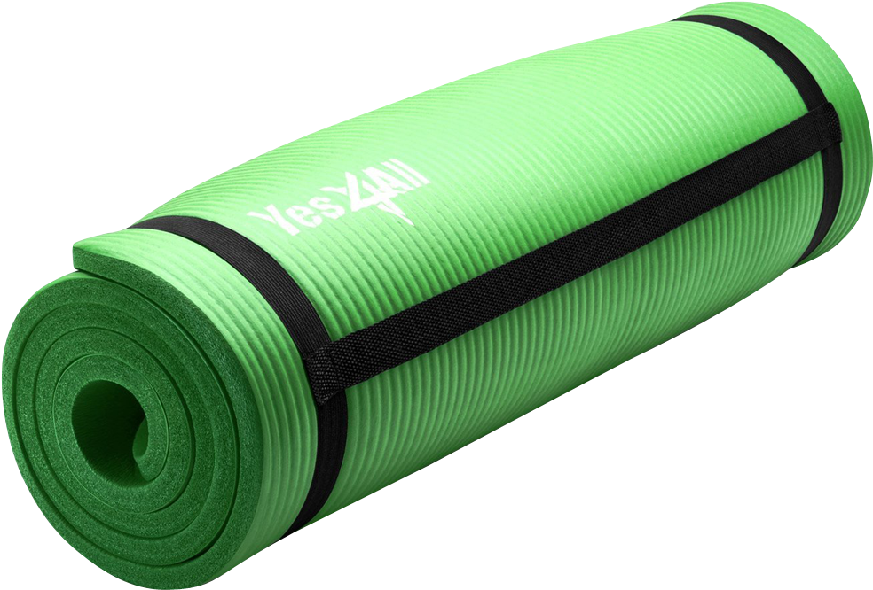 Green Yoga Matwith Strap PNG image