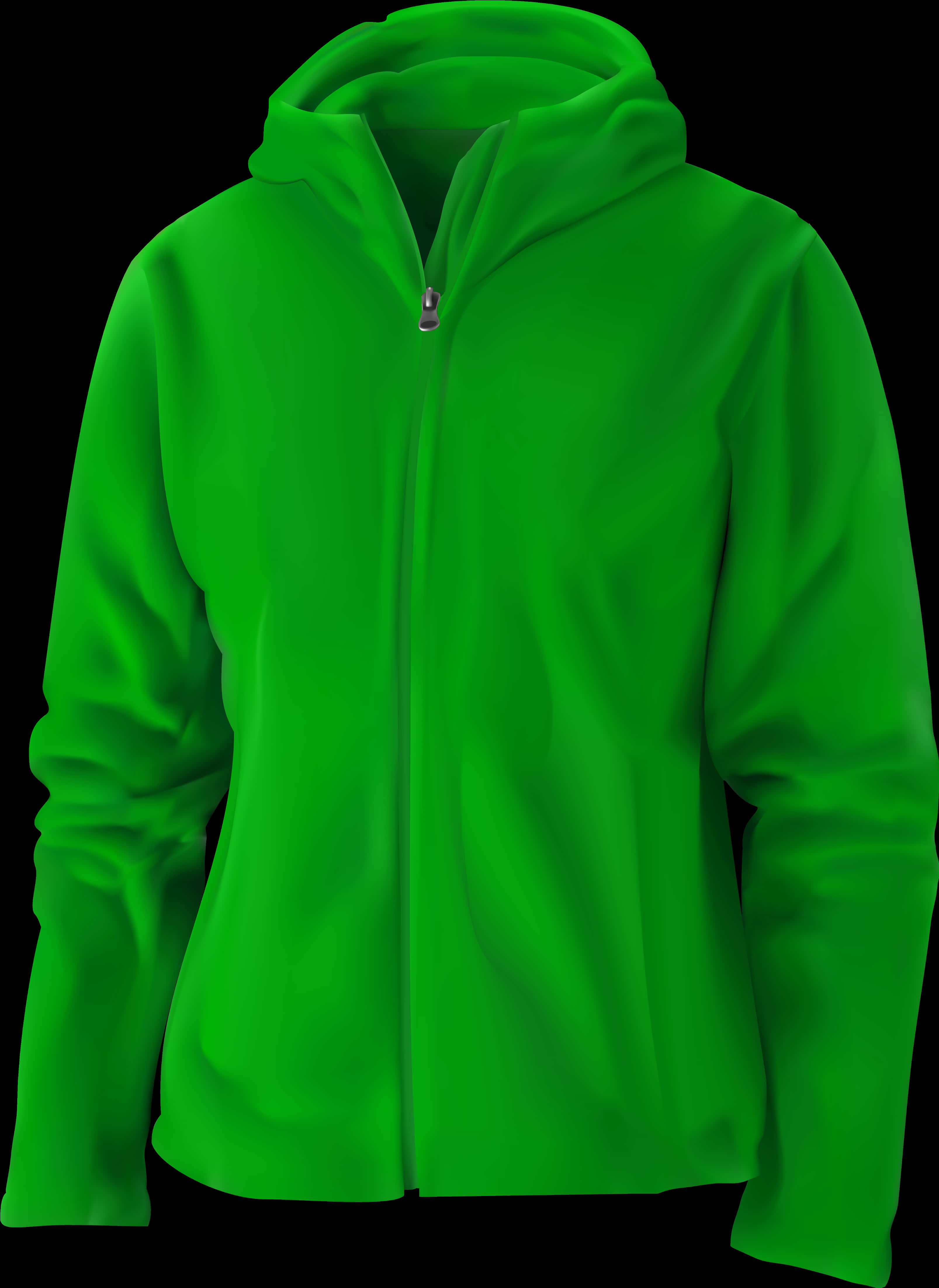 Green Zippered Hoodie Isolated PNG image