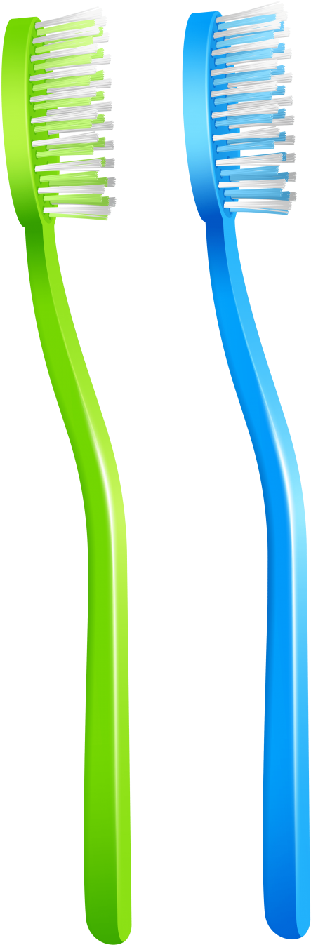 Greenand Blue Toothbrushes PNG image