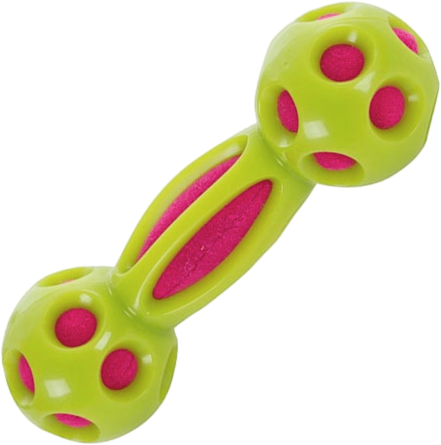 Greenand Pink Dog Toy Dumbbell PNG image