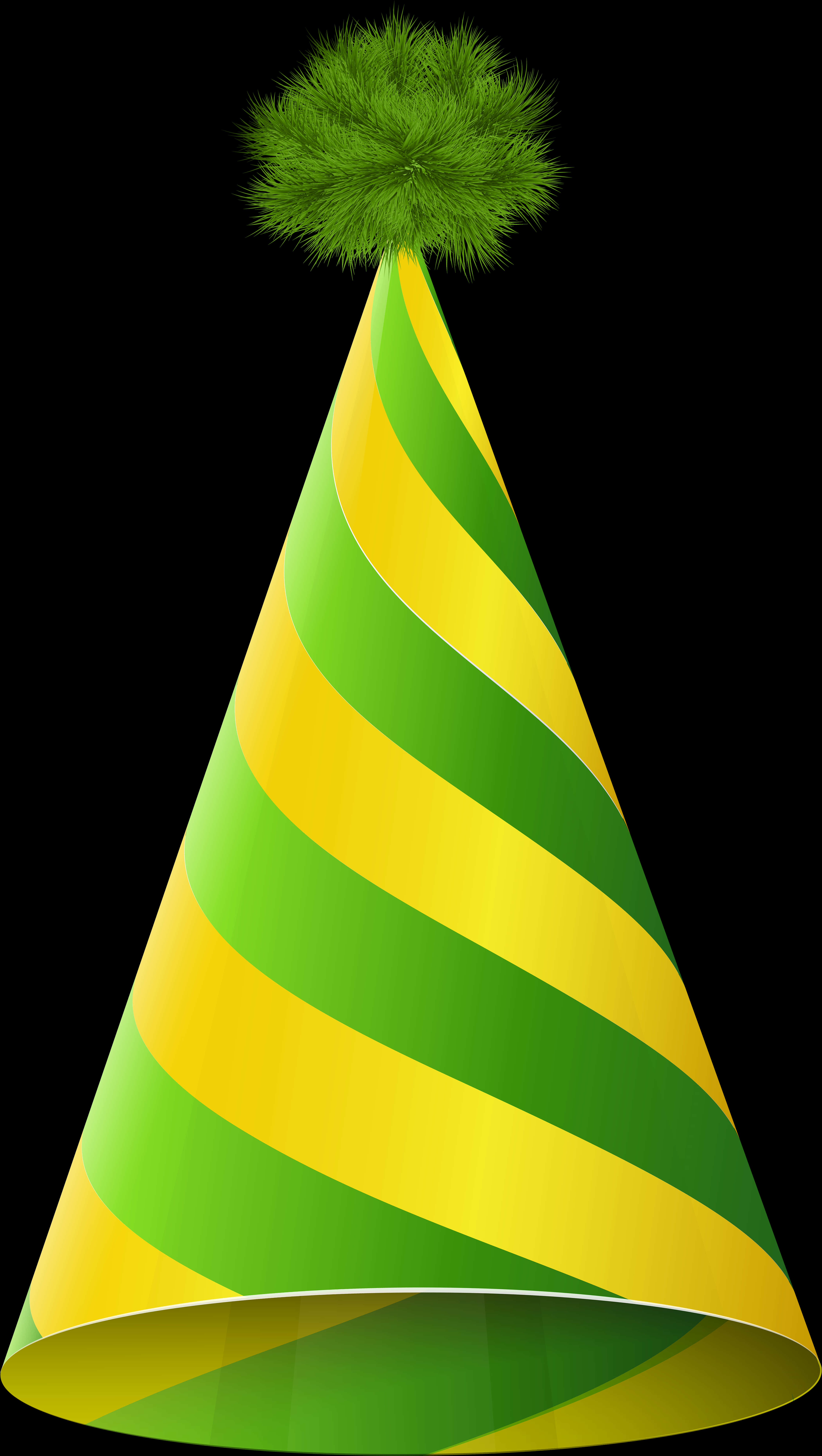 Greenand Yellow Striped Party Hat PNG image