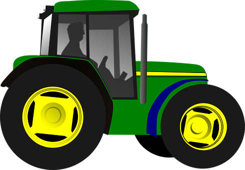 Greenand Yellow Tractor Illustration PNG image