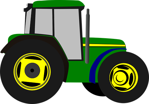 Greenand Yellow Tractor Illustration PNG image