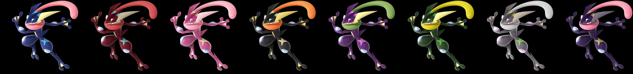 Greninja_ Variants_ Colorful_ Array PNG image