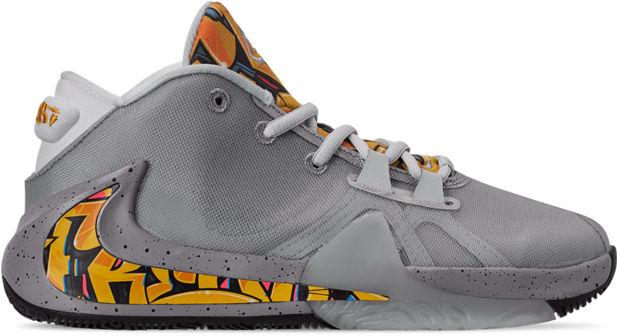 Grey Basketball Shoewith Colorful Details PNG image