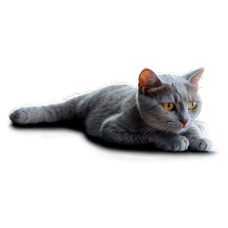 Grey Cat Lying Down Png 27 PNG image