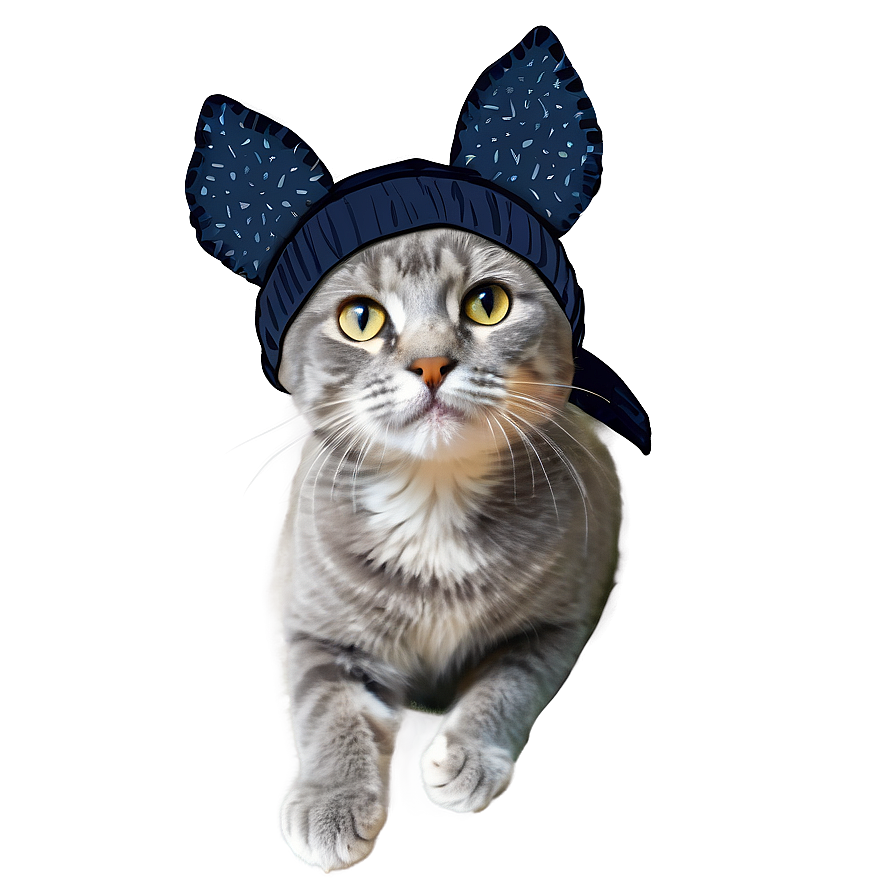 Grey Cat With Hat Png 06252024 PNG image