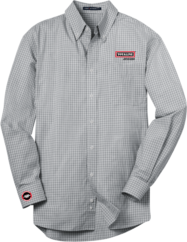 Grey Checkered Dress Shirt PNG image