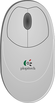 Grey Computer Mouse Plopitech Logo PNG image