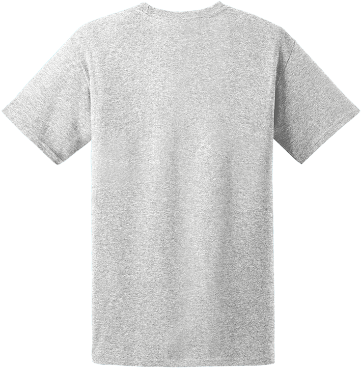 Grey Cotton T Shirt Back View PNG image