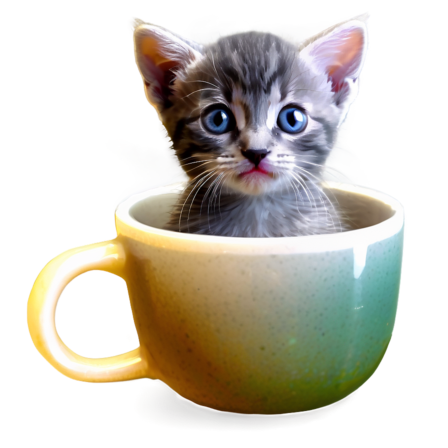 Grey Kitten In Cup Png 71 PNG image