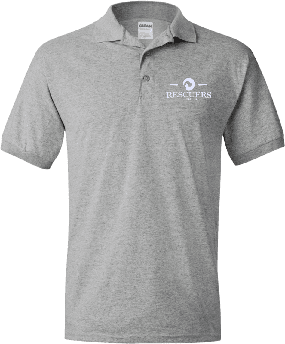 Grey Polo Shirt Rescuers Logo PNG image
