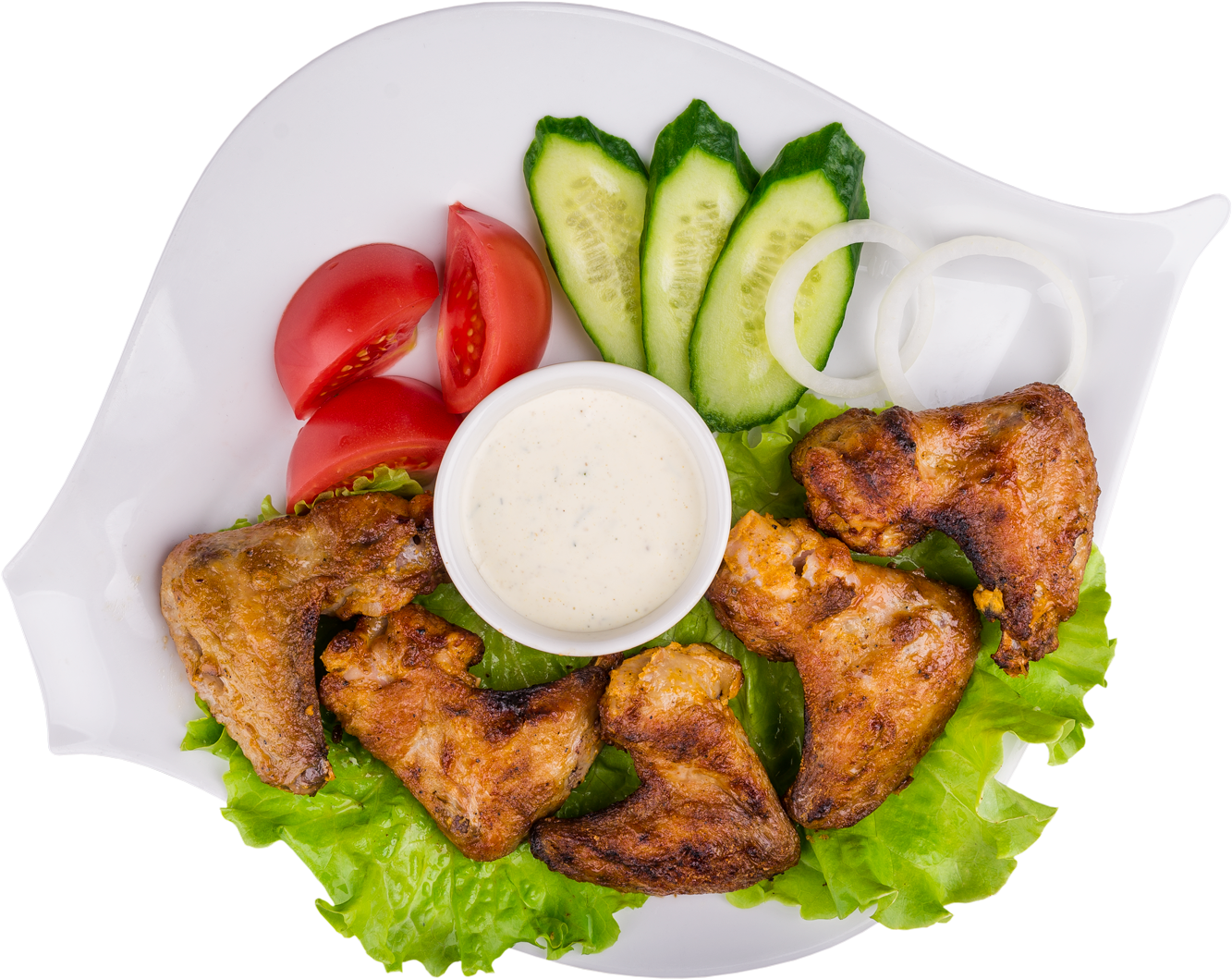 Grilled Chicken Wingswith Veggiesand Dip PNG image