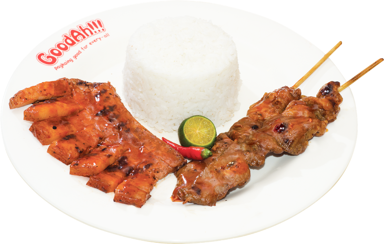 Grilled Pork B B Qand Rice Plate PNG image