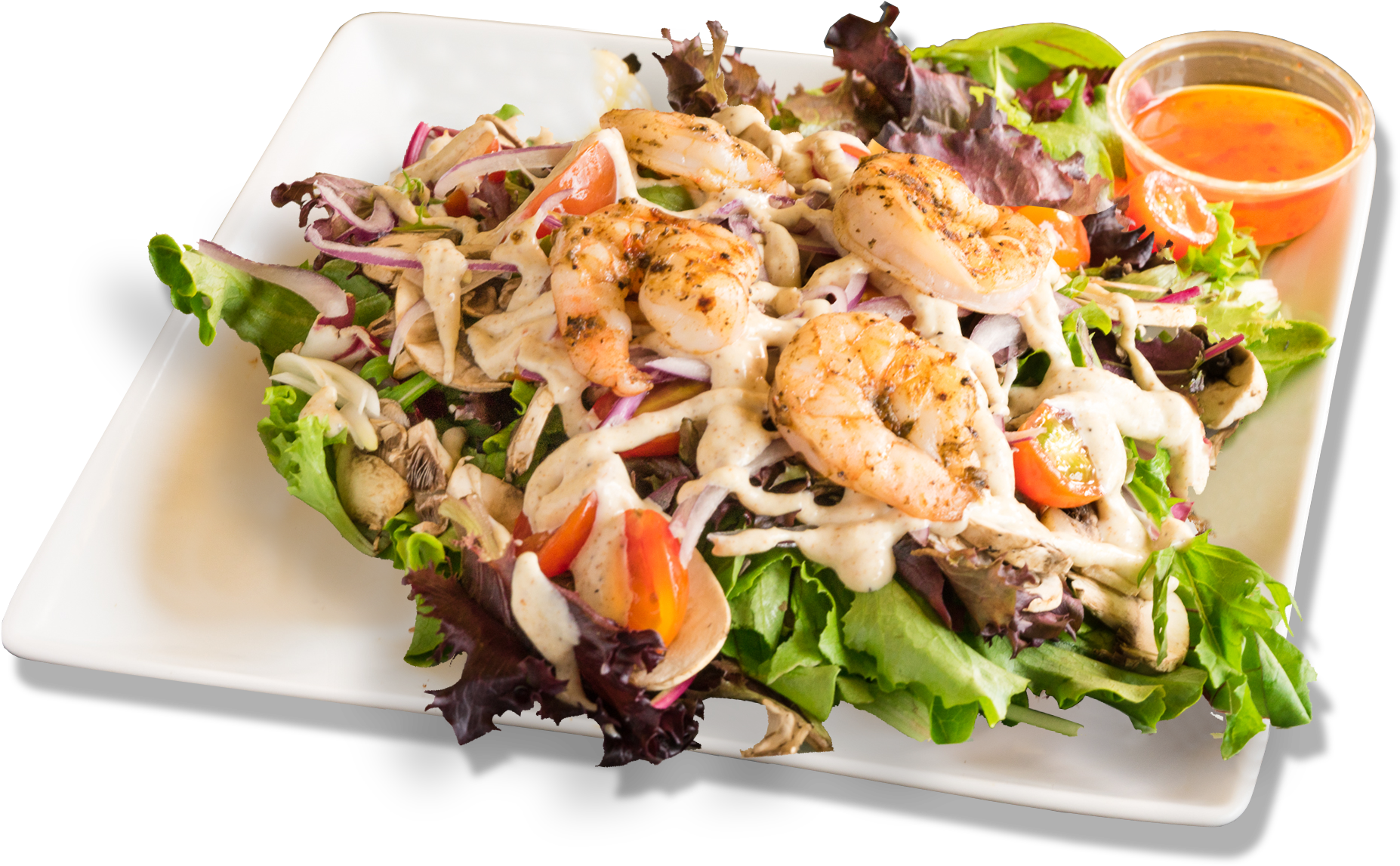 Grilled Shrimp Salad Dish PNG image