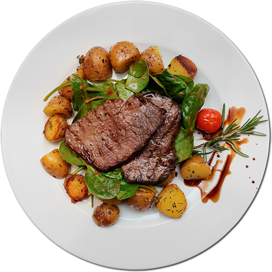 Grilled Steakand Roasted Potatoes Dish PNG image