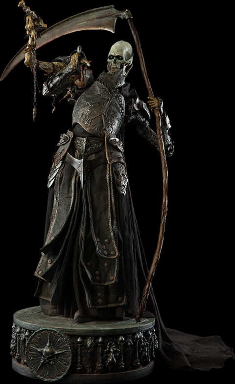 Grim Reaper Statue Dark Backdrop PNG image