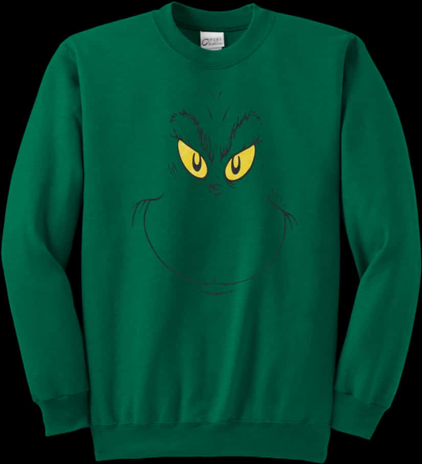 Grinch Face Green Sweatshirt PNG image