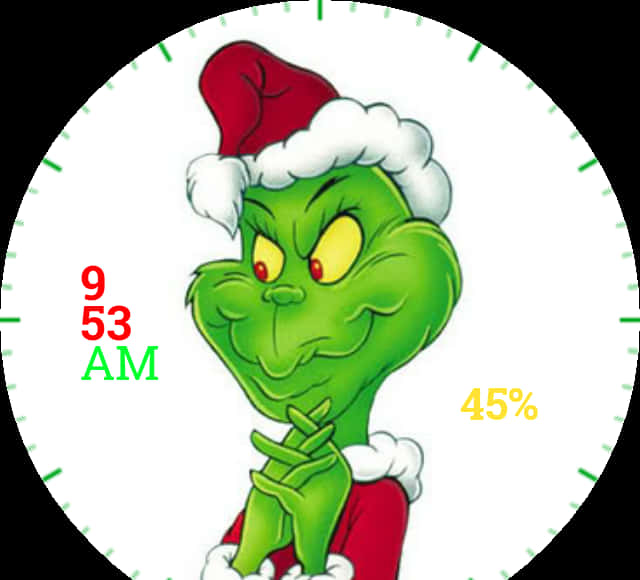 Grinch Santa Hat Battery Indicator PNG image