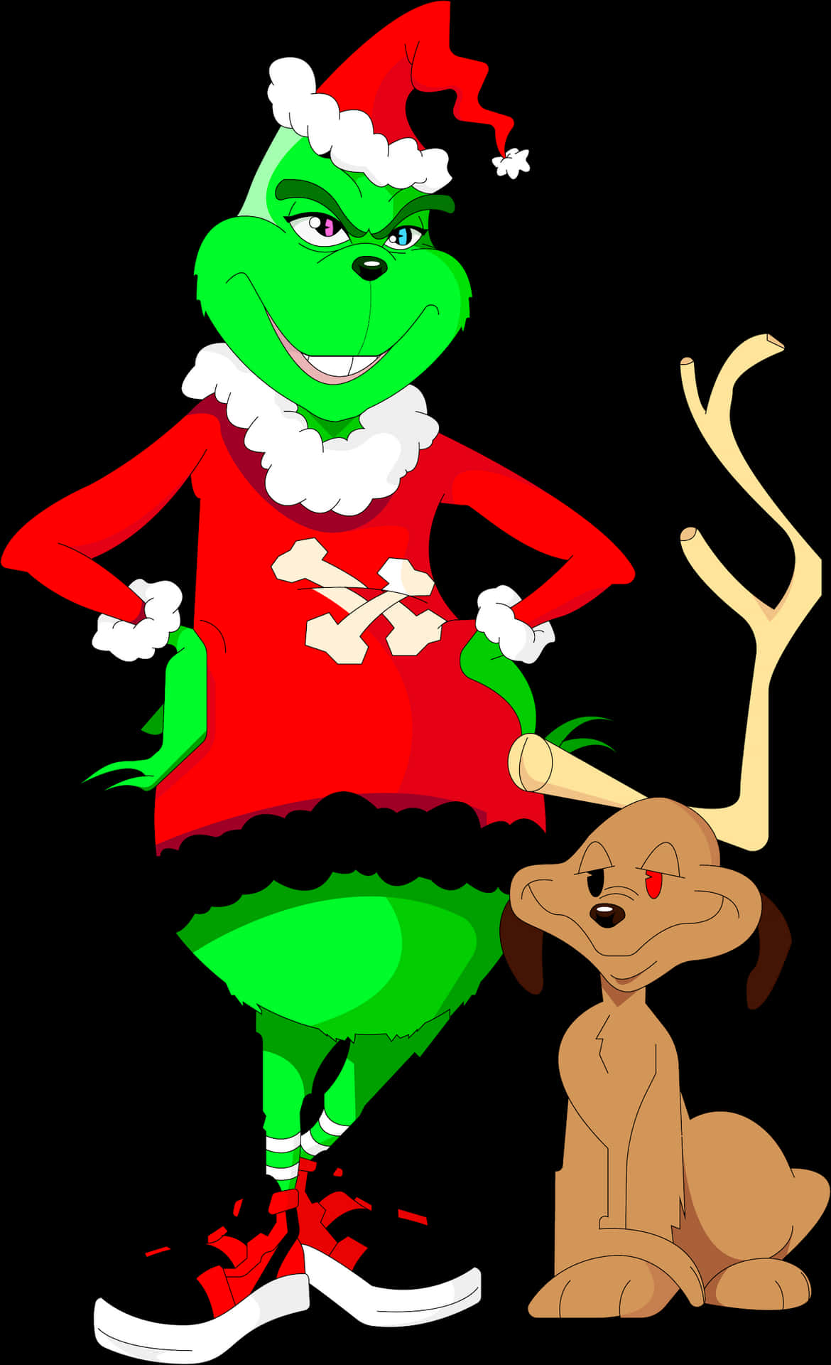 Grinchand Dog Christmas Celebration PNG image