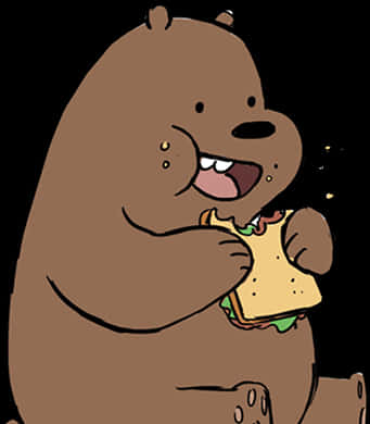 Grizzly Bear Eating Sandwich PNG image