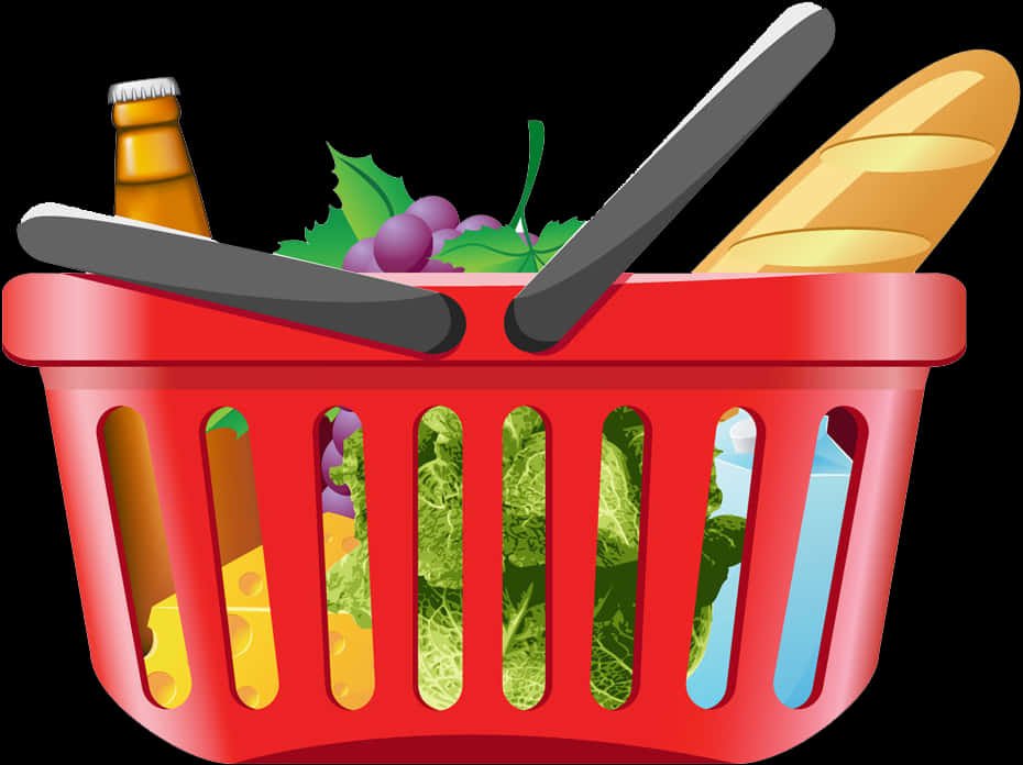 Grocery Shopping Basket Fullof Food Items PNG image