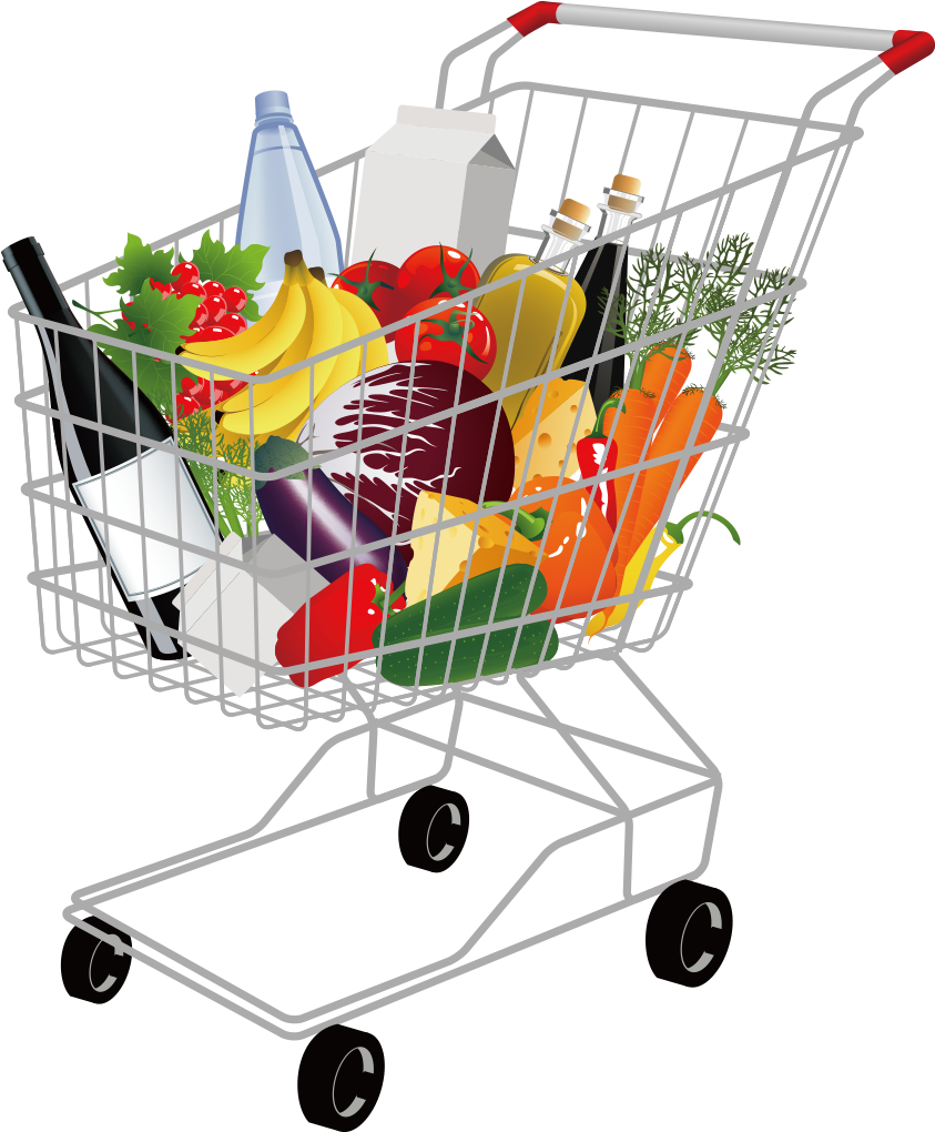 Grocery Shopping Cart Fullof Fresh Produce PNG image