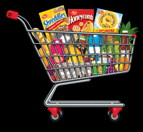 Grocery Shopping Cart Fullof Products.jpg PNG image