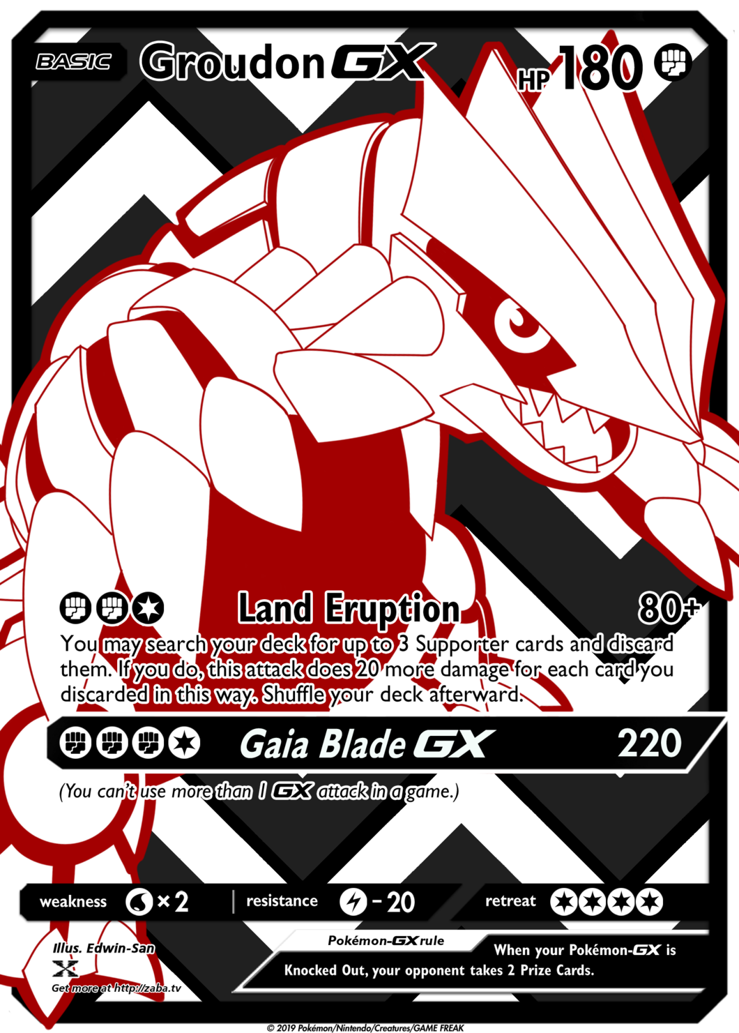 Groudon G X Pokemon Card PNG image
