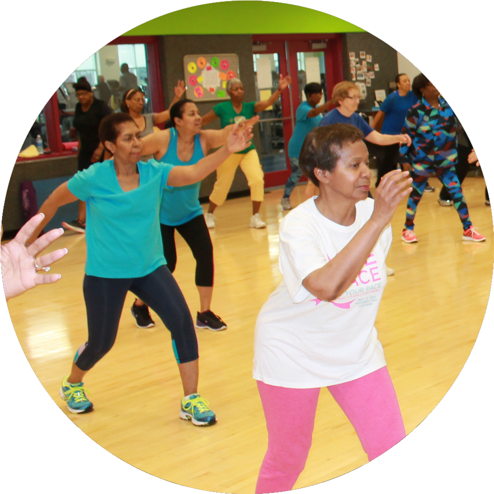 Group Aerobics Session PNG image