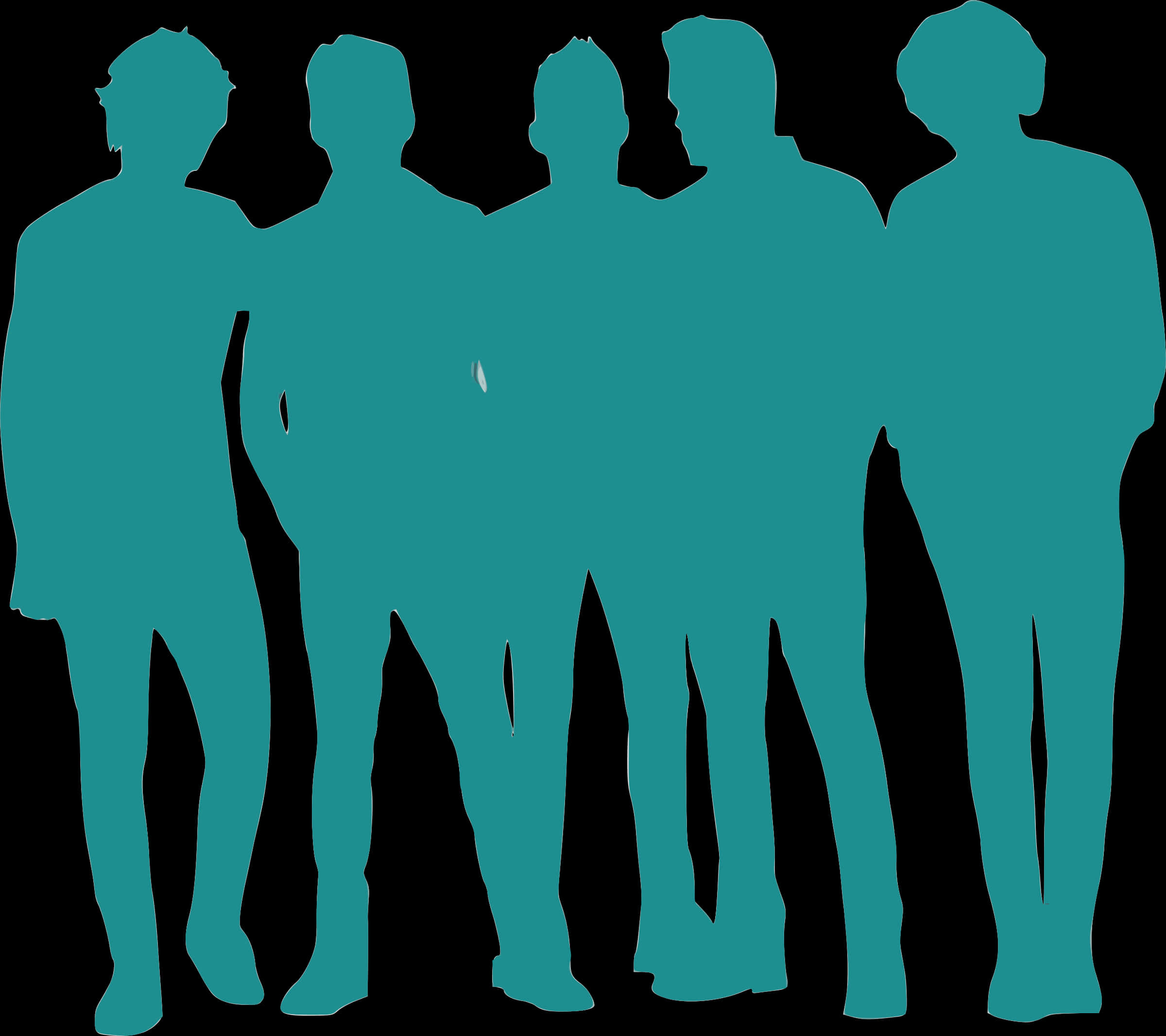 Group Silhouette Teal Background PNG image