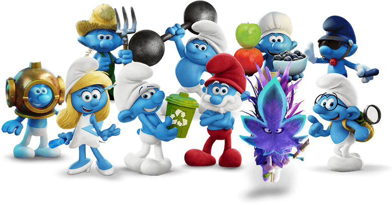 Groupof Smurfs Characters PNG image