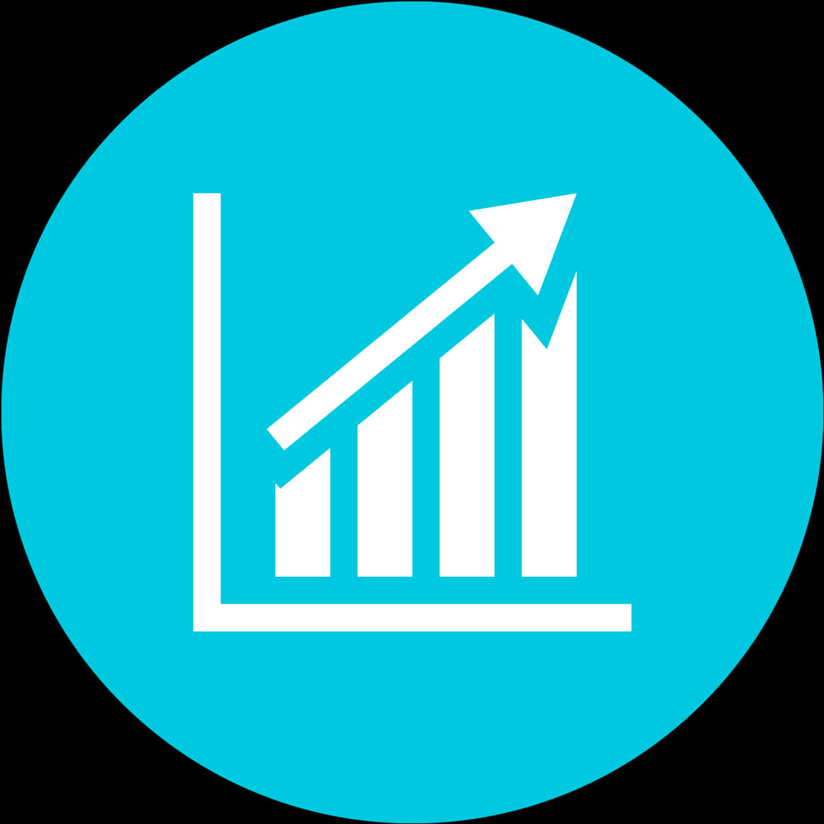 Growth Chart Icon Cyan Background PNG image