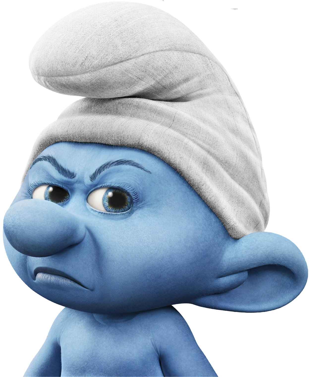 Grumpy Smurf Close Up PNG image