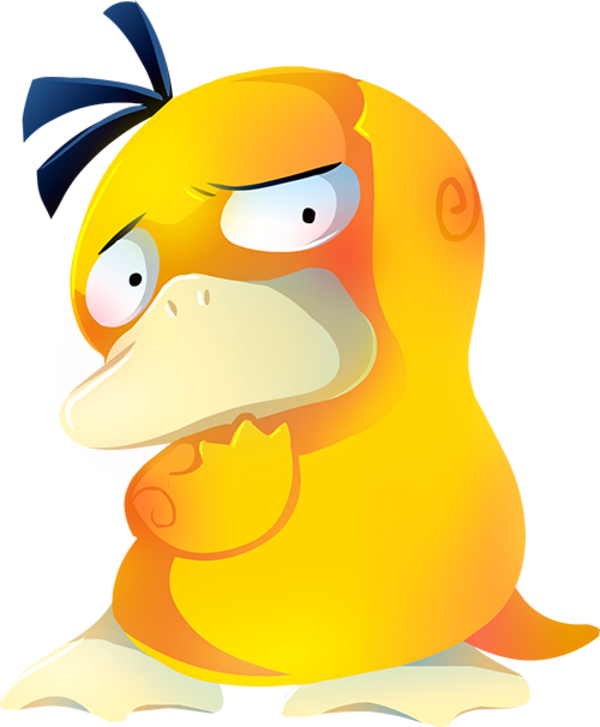 Grumpy Yellow Cartoon Duck PNG image