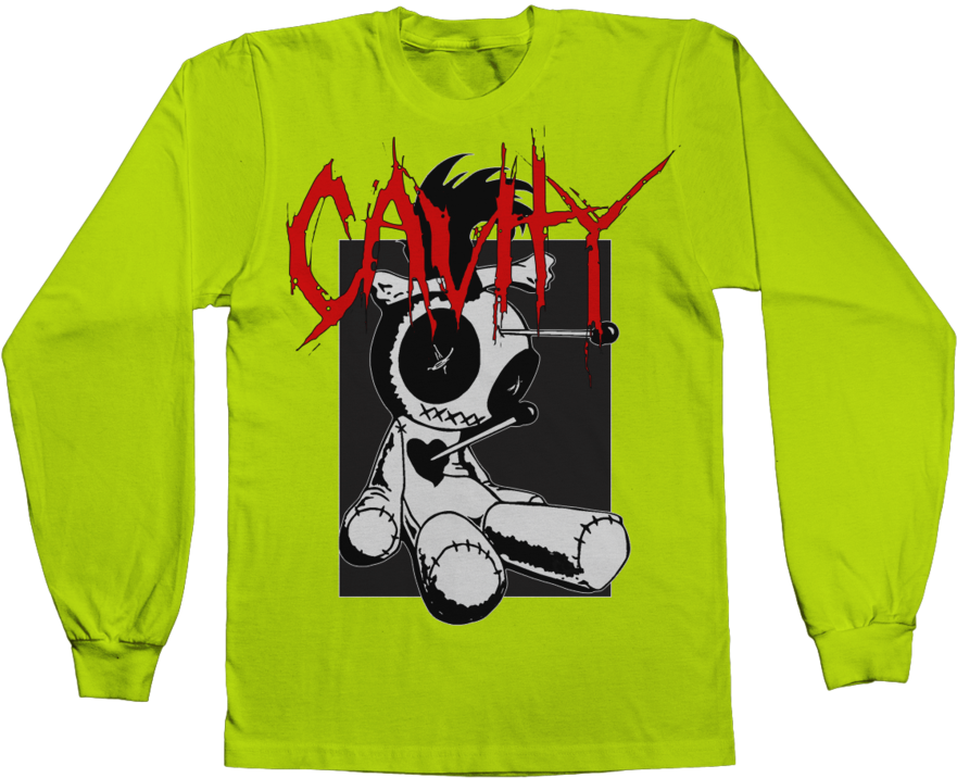 Grunge Cartoon Character Long Sleeve Shirt PNG image