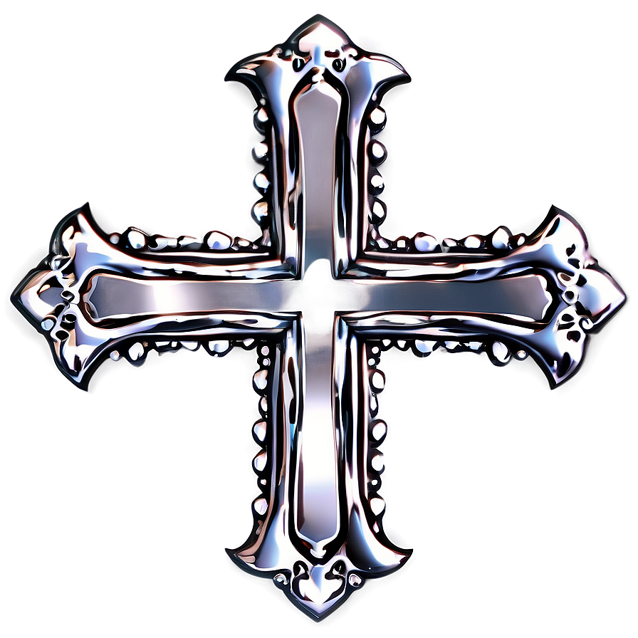 Grunge Chrome Heart Cross Design Png 06132024 PNG image