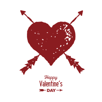 Grunge Heart Arrows Valentines Day PNG image