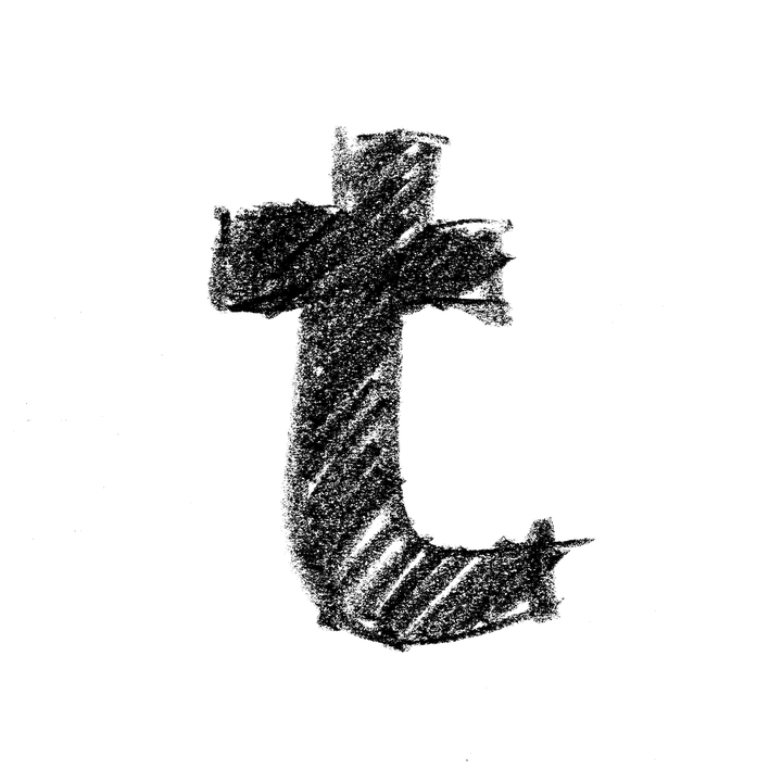 Grunge Style Letter T PNG image