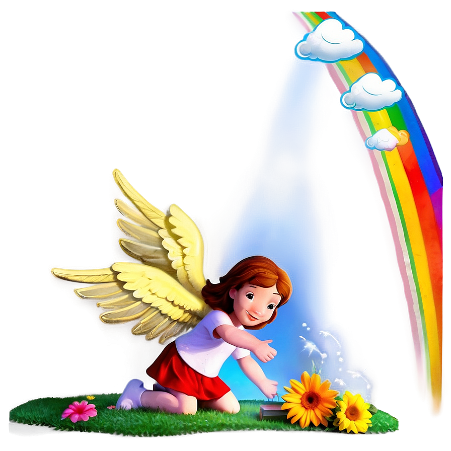 Guardian Angel And Rainbow Png Qsp99 PNG image