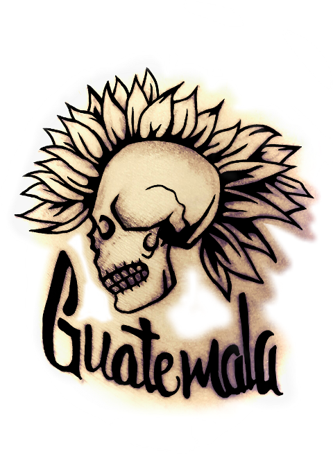 Guatemala Skulland Sunflower Graphic PNG image