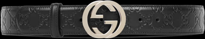 Gucci Black Leather Beltwith G G Buckle PNG image