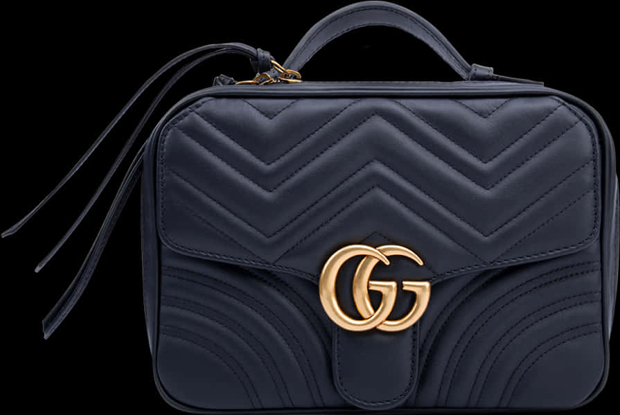 Gucci Black Leather Chevron Bag PNG image