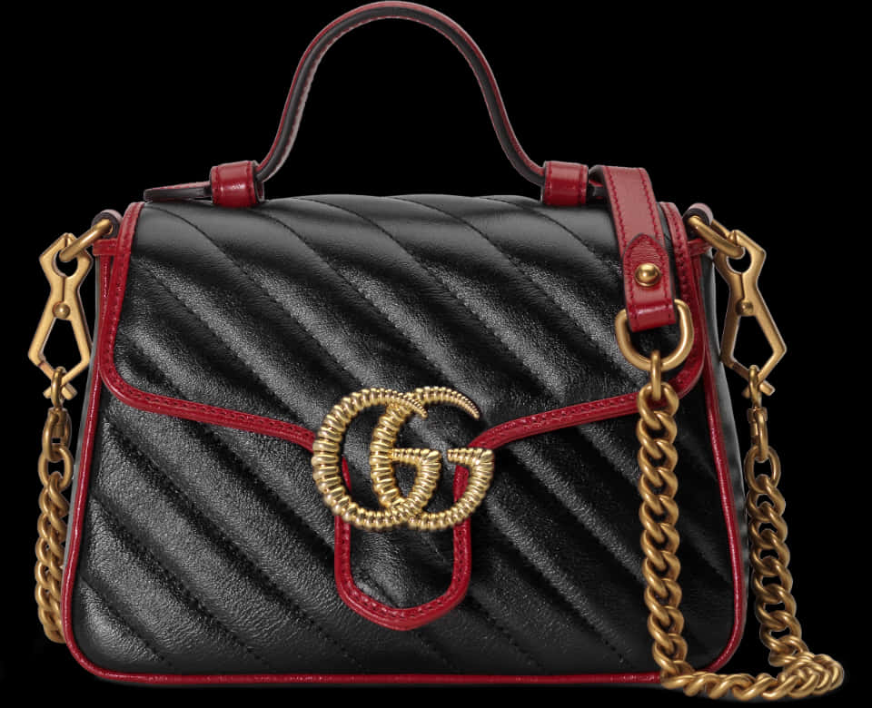 Gucci Black Quilted Leather Bagwith G G Logo PNG image