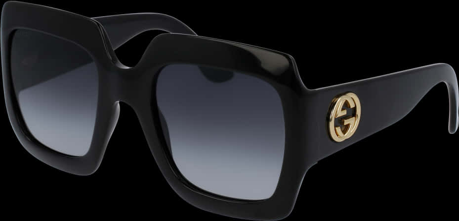 Gucci Black Sunglasseswith Gold Logo PNG image