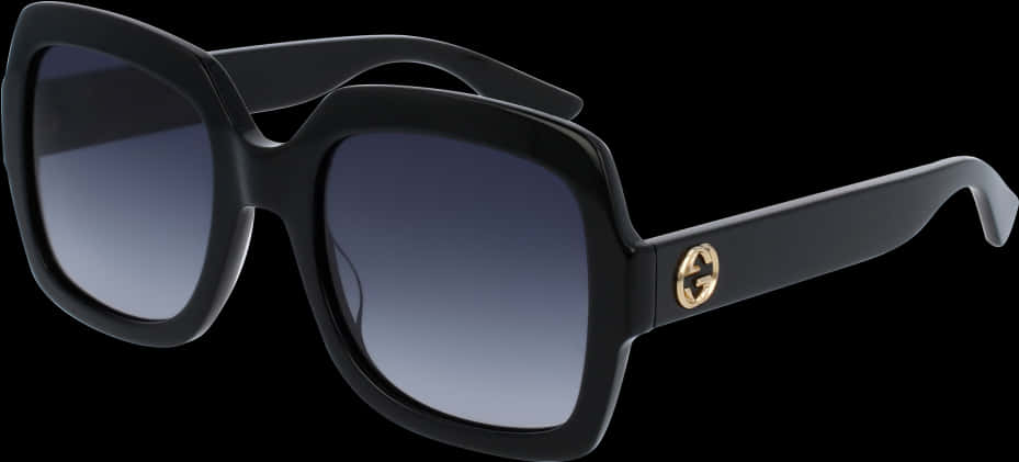 Gucci Black Sunglasseswith Gold Logo PNG image