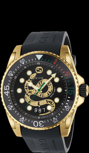 Gucci Gold Dive Watch PNG image