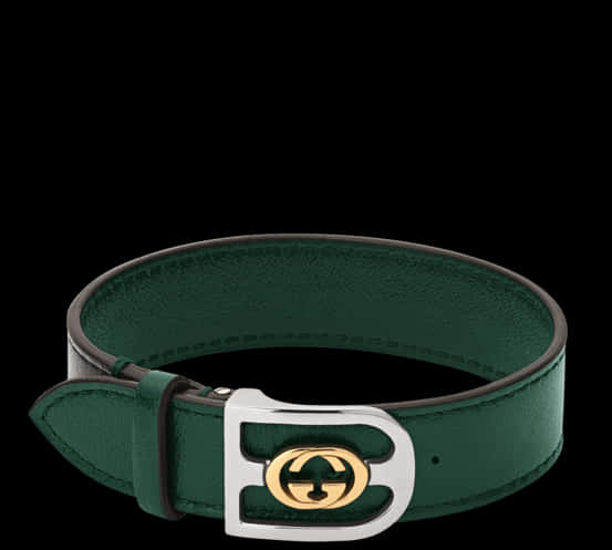 Gucci Green Leather Beltwith G G Buckle PNG image