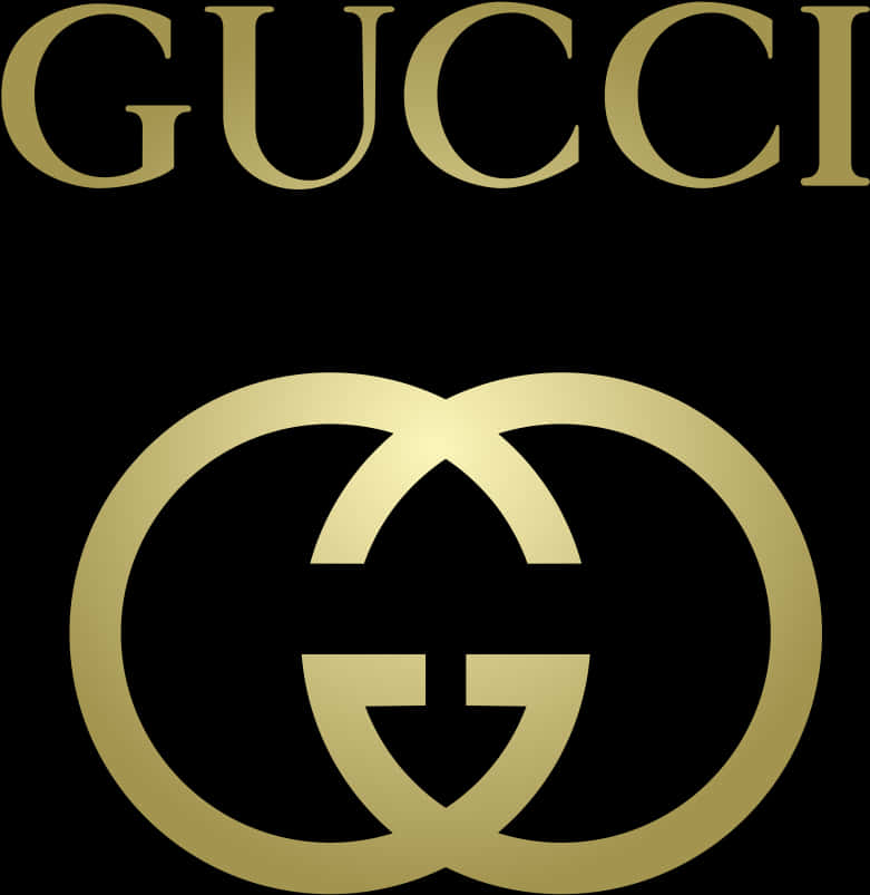 Gucci Logo Goldenon Black PNG image
