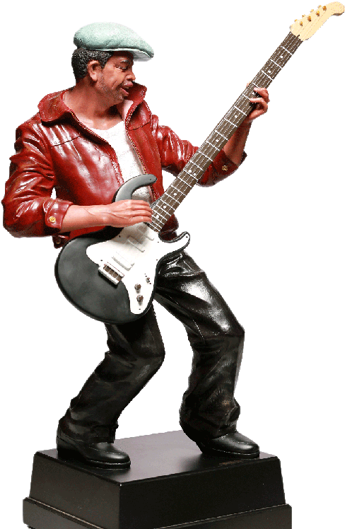 Guitarist Statue Playing Music PNG image